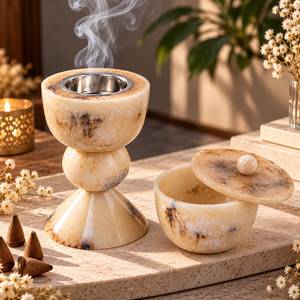 Quemador de incienso árabe de lujo con soporte decorativo de madera de resina para Oud, hecho a mano para fragancia del hogar, venta al por mayor - Product Image 5