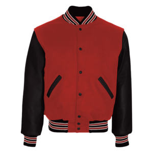 <b>Black</b> <b>and</b> <b>Red</b> Wool Leather Eco-Friendly Breathable Winter High Street Plus Size <b>Varsity</b> <b>Jacket</b> for Men - Product Image 1