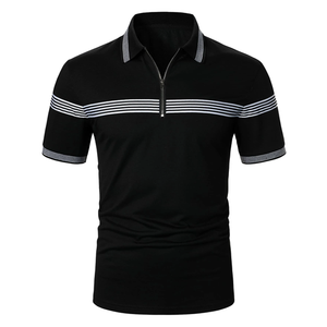 Chemises polo pour hommes à col zippé, manches courtes, style streetwear, en vente. - Product Image 1