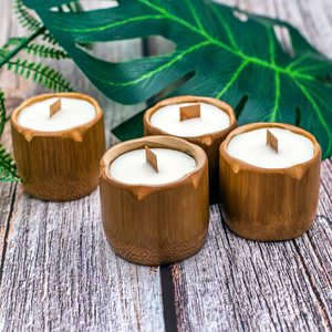 Tasses à bougies en bambou de style unique tasse en bambou bougies parfumées ou non parfumées ensemble cadeau écologique naturel OEM accepté - Product Image 5