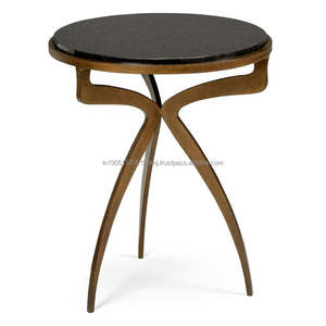 Table d'appoint en aluminium antique brut de conception minimaliste avec 3 pieds fini rouille-tabouret de table basse d'excellence du fabricant - Product Image 6