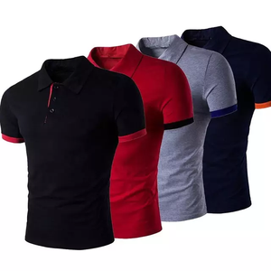 Polo de Algodón para Hombre, Corte Ajustado, Manga Corta, Color Sólido, Ribete en Contraste, Estilo Casual - Product Image 2