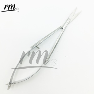 Micro ciseaux à ressort 4.5 "droit Castroviejo point de coupe broderie printemps Action extra pointu printemps ciseaux à cils - Product Image 3