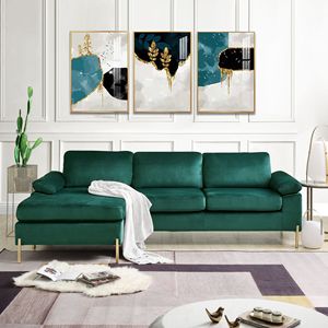Divano Shannon in Velluto per Soggiorno con Design Componibile e Chaise Longue - Product Image 1