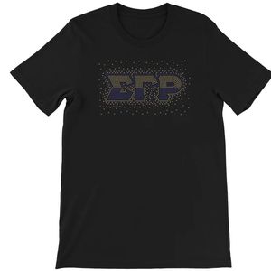 เสื้อยืด Sigma Gamma Rho Bling Burst สำหรับผู้หญิง สีดำ แขนสั้น ประดับเพชรระยิบระยับ ลายกราฟิก ท็อปแฟชั่นลำลอง สไตล์ลำลอง สามารถสั่งทำได้ - Product Image 1