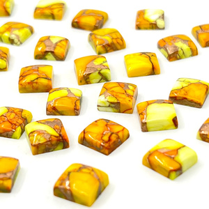 Cabujón cuadrado de cobre y turquesa Honey Dahlia, piedra preciosa suelta para la fabricación de joyas - Product Image 2