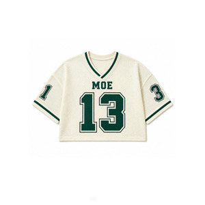 Stylish Customised Print Sublimated American Football Jersey Oversized Crop Top Boxy Fit Women <b>Athletic</b> Mesh Blank Manufacturer - Product Image 4