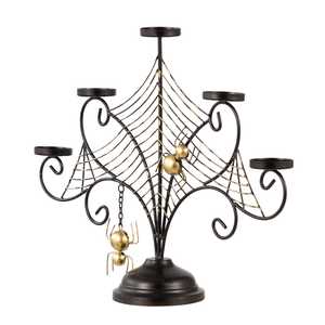 Candélabre en aluminium fait main, spécialement conçu, motif toile d'araignée avec décor araignée doré, écologique pour usage domestique et religieux - Product Image 4