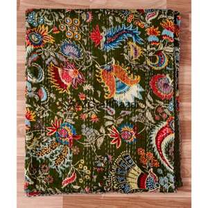 Juego de Edredón de Algodón Orgánico Estampado a Mano, Edredón de Lujo Personalizado, Tradicional, Kantha, Vintage, Transpirable, para Todas las Estaciones, para Hotel - Product Image 5