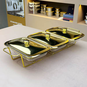 Premium Round Chafing Dish Stainless Steel <b>Buffet</b> Warmer with Glass Viewing Lid Ornate Pillar Food <b>Server</b> Hotel Catering - Product Image 1