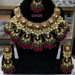 Indian Classic Women's Choker Wedding Engagement Anniversary Party Green Traditional Crystal Kundan Faux Pearl Alloy Gold <b>Gift</b> - Product Image 1