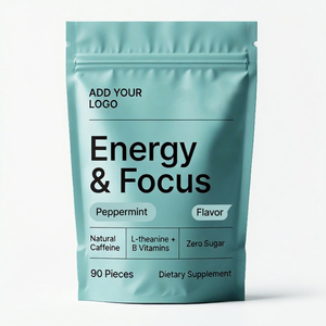 Comprimés de chewing-gum énergisant à la caféine, marque privée OEM, en vrac, vente en gros B2B, supplément alimentaire personnalisé, menthe poivrée, xylitol - Product Image 1