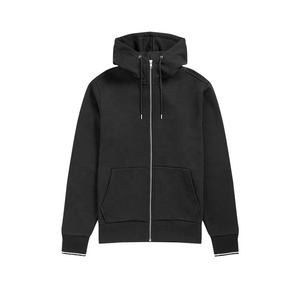 Sweat à capuche entièrement zippé personnalisé pour homme, en molleton de coton épais, imprimé sur mesure, coupe classique, streetwear unisexe, noir, pour l'hiver - Product Image 1