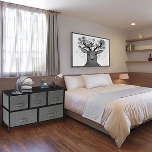 Comò Moderno a 2 Livelli per Cameretta, Armadio Organizzatore Ampio con 5 Cassetti in Tessuto Facili da Estrarre, Struttura in Metallo, Unità Multiuso - Product Image 2