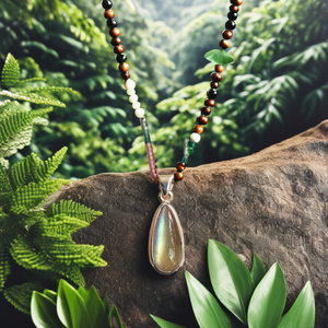 Collar con colgante de piedra lunar arcoíris hecho a mano con cuentas facetadas multicolores, joyería de moda para mujer, joyería al por mayor - Product Image 3