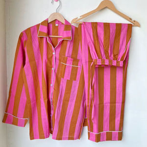 Ensemble de pyjama en coton imprimé à la main, motif floral indien, vêtements de nuit d'été, tenue décontractée, idée cadeau pour les mariages - Product Image 2