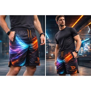 Pantalones Cortos Deportivos Sublimados Personalizados de la Marca Dravelle para Hombre, Pantalones Cortos de Malla de Poliéster Transpirable para Juegos con Bolsillos con Cremallera, P - Product Image 6
