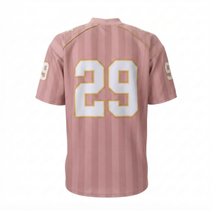 Maillot de football rayé rose personnalisé style vintage numéro 29 – Vêtements de sport en gros pour équipes sportives – Fabricant d'uniformes - Product Image 4