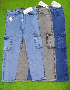 Jean cargo en denim délavé pour homme, taille mi-haute, coupe bootcut, style vintage américain, ample et décontracté, long et polyvalent, pour l'extérieur, Nouvelle collection été 2025 - Product Image 3