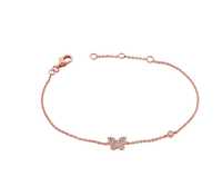 Pulsera de Oro Sólido de 14K y 18K con Mariposa Delicada Personalizada, Diamante Cultivado en Laboratorio, Baño de Rodio, Cierre de Langosta, Cadena de Cable y Dije Apilable