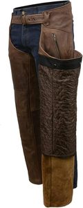 Samroz Sports - Pantalones de cuero para hombre, estilo vintage, color marrón Crazy Horse, con cierre a presión, forro térmico y logo frontal, para motocicleta - Product Image 2
