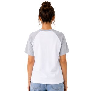 Women White and Light Gray Raglan T <b>Shirt</b> <b>Cartoon</b> Graphic Print Crew Neck Short Sleeve Polyester Cotton Casual Summer Tee OEM - Product Image 2