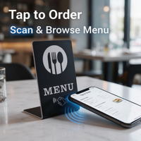 Support de comptoir NFC 215 avec puce pour affichage de menu de restaurant – Support de menu interactif pour café, bar, hôtel, table de salle à manger