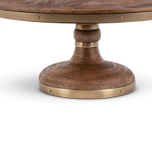 Premium Wooden <b>Cake</b> <b>Stand</b> Featuring A Warm Brown Wood Finish And Elegant Metallic Banding With <b>Stand</b> Serving & Home Decoration - Product Image 4