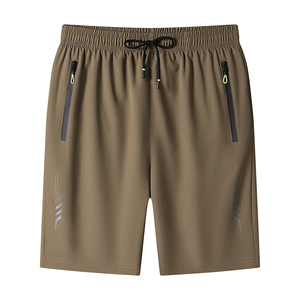 2026 New Design Men's Black Quick Dry Bermuda Sports <b>Shorts</b> <b>With</b> <b>Zip</b> Pockets Drawstring Waist Sporty Style - Product Image 4