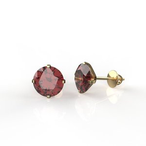 Classic Round Garnet Stud <b>Earrings</b> 18K Gold Filled Claw Setting Women's Everyday Wear <b>Fine</b> Jewelry - Product Image 1
