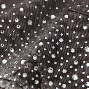 Nouveau Short en Jean Tendance pour Homme, Coupe Ample, Délavé à l'Acide, avec Ourlet Brut, Entièrement Orné de Strass, en Toile de Coton - Product Image 5