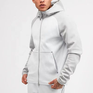 Achetez un ensemble de survêtement pour homme en molleton 100% coton respirant de poids moyen 380 GSM, taille plus, 2 pièces, sweat-shirt et pantalon de survêtement pour l'hiver - Product Image 2