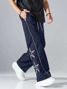 Custom Lightweight Canvas Oversized Wide Leg Sweat Jogging Pants Man Baggy Track Formal <b>Drawstring</b> Premium - Product Image 6