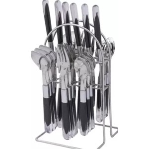 Juego de Cubiertos de Acero Inoxidable de Lujo con Mango de Mármol Negro, Juego de Cubiertos de 24 Piezas, Vajilla para Bodas, Restaurante, Juego de Cubiertos Plateados - Product Image 5
