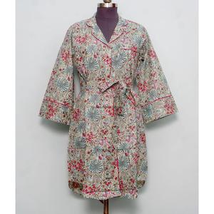 Chemise Kimono Bohème Mi-Longue pour Femme Indienne, en Coton Élégant, Vêtement de Nuit avec Ceinture à Nouer et Boutons Décoratifs, Coupe Ample et Confortable - Product Image 1