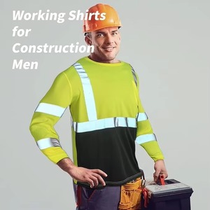 High Visibility Long Sleeve <b>Work</b> Shirt Men Reflective Safety Uniform Polyester Hi Vis Contrast Color Industrial Use - Product Image 3