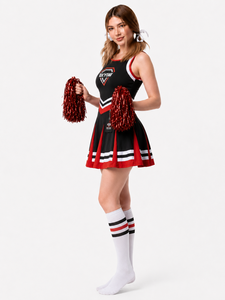 Conjunto de Falda de Uniforme de Porristas OXYTAG, Negro, Rojo y Blanco, Impresión por Sublimación, Disfraz de Baile para Mujer Adulta, Precio al por Mayor, Uniforme OEM - Product Image 6