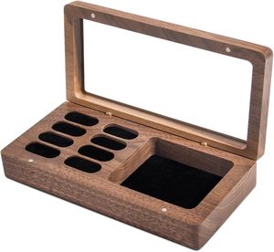 Caja de Anillos de Madera de Nogal Sólido de Lujo con Ventana de Vidrio - Estuche para Anillos, Bandeja para Joyas, Organizador de Joyas para Anillos - Product Image 3