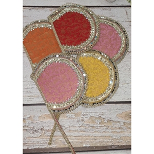 Éventails à main ornés de perles pour mariage d'été |   Éventails décoratifs faits à la main pour mariage, Mehendi et Haldi - Product Image 1