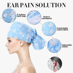 Wholesale Purple Cotton Surgical <b>Cap</b> Plain Color Medical <b>Scrub</b> Hat with Needle Detection for Men Doctors Nurses Hospital Staff - Product Image 5