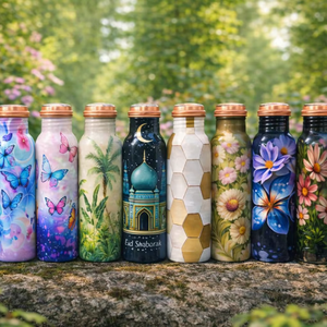 Regalo para Eid, Botella Decorativa de Cobre con Estampado Floral, Transparente, a Prueba de Fugas, para Uso en Hoteles, Estilo Botella de Cerveza - Product Image 4