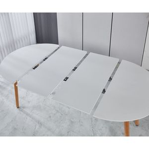 Tavolo da Pranzo Estensibile 100/140/180x100x75cm con Gambe in Legno per Ufficio o Caffetteria - Product Image 5