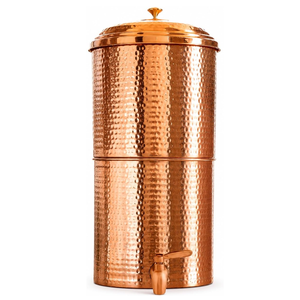 Hammered Pure Copper <b>Water</b> Dispenser Large Copper <b>Water</b> Storage <b>Container</b> with Tap Handcrafted Heavy Gauge Metal <b>Water</b> Pot - Product Image 1