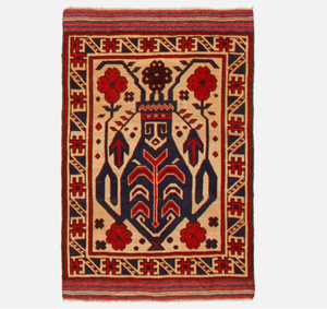 พรมขนสัตว์คุณภาพสูงสีน้ำเงิน งานปักลายแบบโมเดิร์น  งานแฮนด์เมด  ลายปักแบบโอชัค  สำหรับห้องนั่งเล่นและห้องนอน - Product Image 2