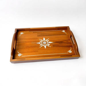 Lujosa bandeja de madera con incrustaciones de madreperla pulida para decoración elegante del hogar Uso de mesa de comedor y regalo de Ramadán - Product Image 6