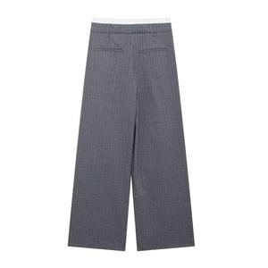Pantalones a Rayas de Otoño para Mujer, Pantalones Casuales de Cintura Alta a la Moda, Elegantes Pantalones Anchos para Mujer - Product Image 2