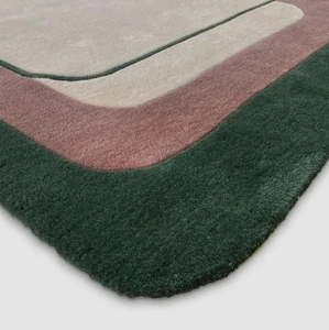 Tapis moderne en laine tuftée à la main, double couche, écologique, antidérapant, géométrique, rembourré, pour salon, enfants et adultes - Product Image 3