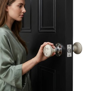 Pomo de Puerta Redondo de Cerámica, Estilo Moderno, Blanco con Base Cromada, para Armario, Dormitorio, Cocina, Cajón, Mueble, Diseño Duradero - Product Image 4