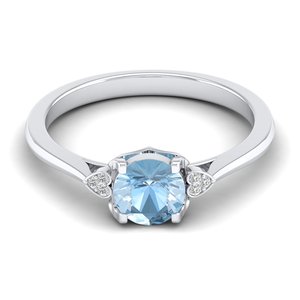 Bague de fiançailles REYES Sparking en argent sterling 925 avec pierre précieuse naturelle aigue-marine, certifiée GRA, moissanite VVS pour femmes - Product Image 1