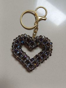 Designer Handmade Embroidered Beaded <b>Keychain</b> Colorful Purse Charm and Key Ring - Product Image 1